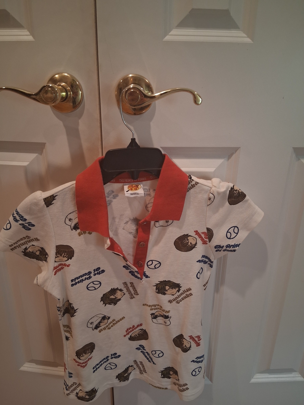 Kids' White & Orange Polo Shirt with Graphic Print